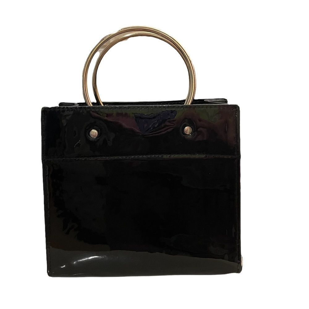 Love Vegan Sparkly Shiny Black Box Purse Faux Vegan Leather Circle Metal Handbag